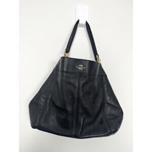 Coach Lexy Shoulder Bag Pebble Leather Chain Strap Gold Black F23511 Purse